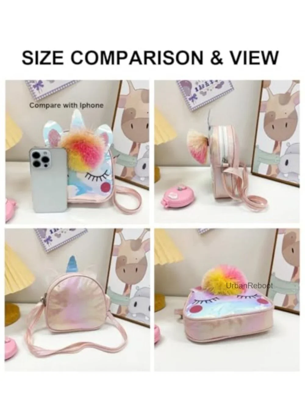 Girls Crossbody Bag Mini TPU Unicorn Purse Adjustable Strap Small Kids Sling